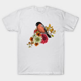 Bullfinch on autumn bouquet T-Shirt